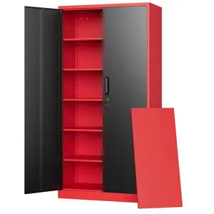 Letaya 71"H Heavy-Duty Metal Storage Cabinet with Lockable Door, 5 Adjustable Shelves, Steel Frame for Storage Organization in Home Utility Room, Garage
