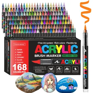 Acrylic Paint Markers Set, Soft Brush Tip Acrylic Paint Pens for Wood Rock Glass Canvas Stone Fabric Glass Metal Ceramic Canvas DIY Crafts Art Supplies,Back to  School,Halloween,Christmas Gift, Diy Painting Supplies