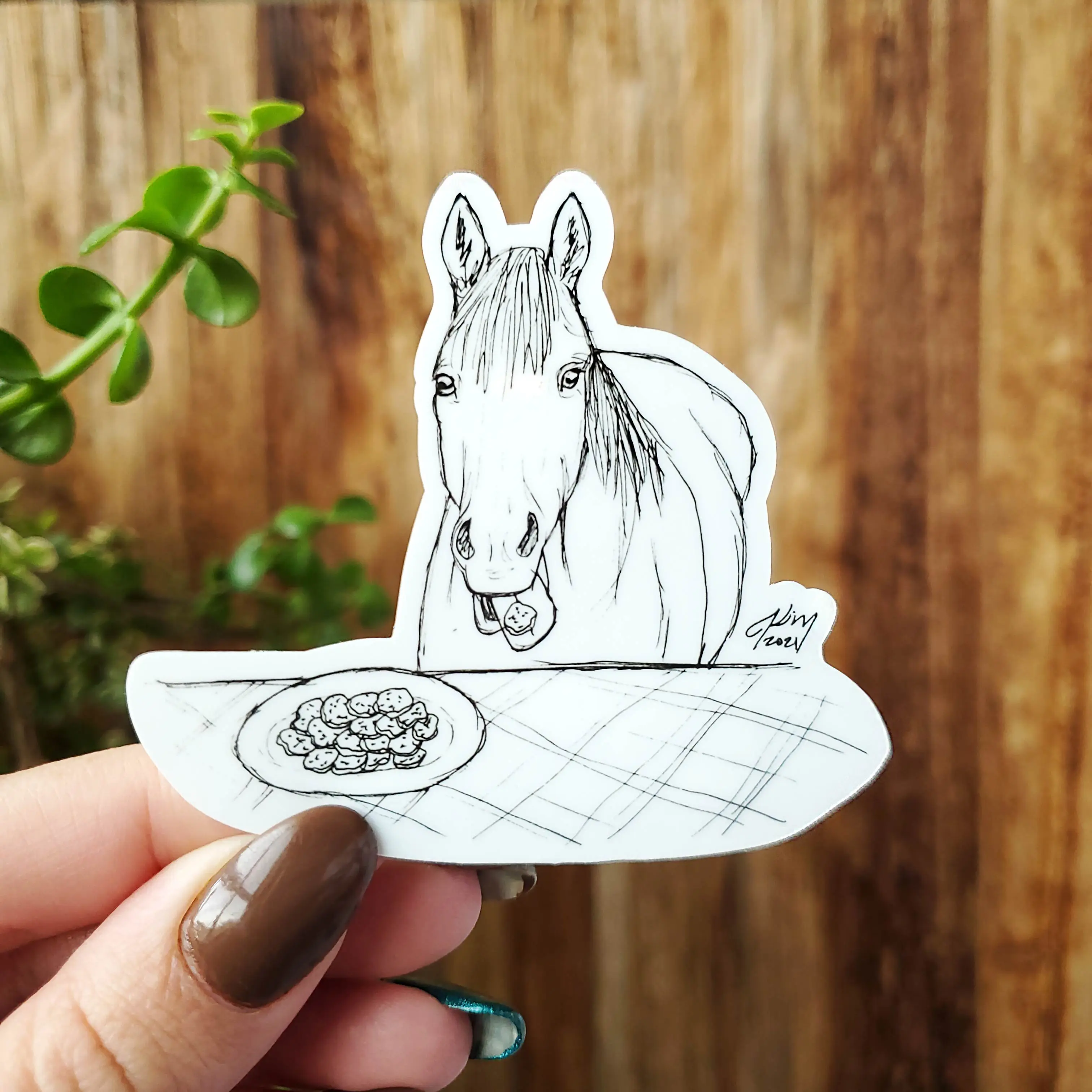 Snacking Horse Vinyl Sticker