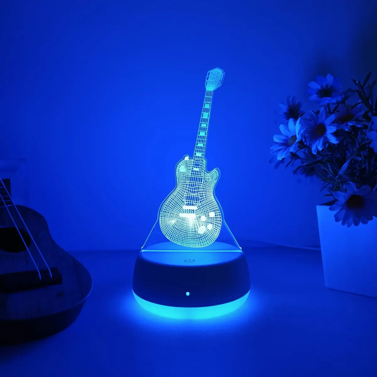 Modern Creative Guitar Shaped LED Night Light, Led Lighted, Color Changing Nightlight, USB Powered, Seven-Color Gradient, Led Lights Music, Ideal Gift for Music Lovers, Desktop Decoration Lamp