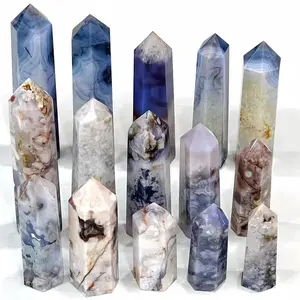 Crystal  Blue Cherry Blossom Agate tower