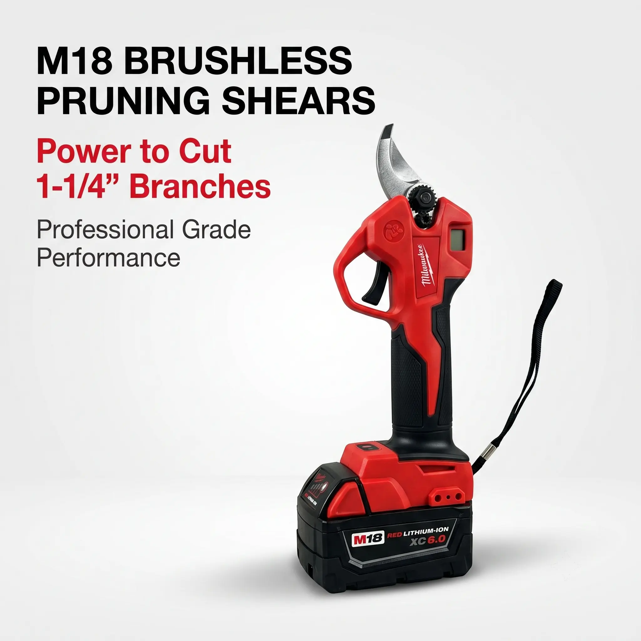 Milwaukee M18 Series Cordless Pruning Shears - Professional Electric Branch Cutter with Sharp SK5 Steel Blade, Adjustable Cutting Modes, Smart Display for Garden Tree, Fruit Tree Branches Trimming