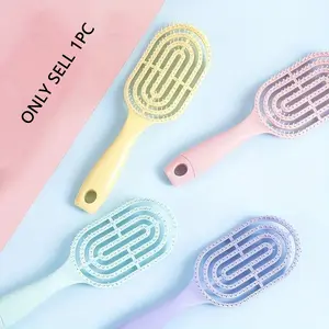 Available in 4 colors, Hollowed-out massage comb for women, airbag/air cushion, scalp/head acupressure, student-friendly, fluffy styling, ribbed comb for dry and wet use, Versatile usage, ideal for home use, portable package, long hair
