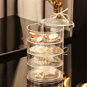 Jewelry Storage Box, Rotating Earring Holder, Hair Clip Organizer, Simple and Elegant Design, Compact Accessory Tray