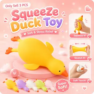 3 PCS Stretchable Duck Squishies Toy, Duck Squeeze Ball Squishy Fidget Toys, Stress Relief Squeezing Rubber Ducks, Sensory Fidget Tool, for Kid Boys Girls Teens Adult Women Men Kindergarten Birthday Christmas New Year