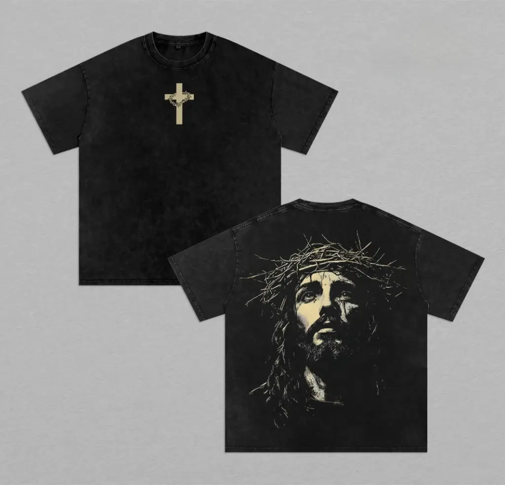 Jesus Crown of Thorns Tshirt & Hoodie Washed, God Apparel Tee, Easter T-Shirt, Jesus T-Shirt, Easter Streetwear, Christian Apparel Graphic Tees, Gym Pump Cover