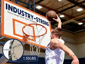 Basketball chain net,21-Inch Heavy-Duty Galvanized Steel Basketball Net, rust-resistant and all-weather durable. Equipped with 12 mounting loops and locking S-hooks for quick easy installation, fits standard indoor and outdoor hoops.