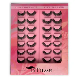 NO.11 BTLLSSH   16mm  16 pair Faux Mink Lashes Weightless Strip Lashes, Cruelty-Free & Vegan Mink Eyelash, Vivid 3D Effect, Reusable & Easy to Apply, Mink-Like False Eyelashes