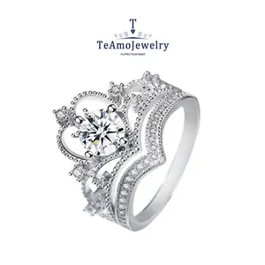 Buy 1 Get 1 Bracelet | RM-322 | 1 Count 925 Sterling Silver Moissanite Ring — Coronation Ring, Love Crown Ring, Fashion Accessory for Daily Wear, Parties, and Holidays