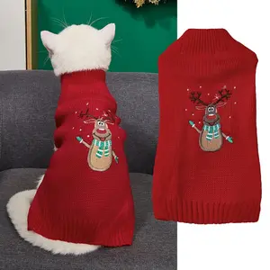 Adorable Christmas Deer Pet Sweater, Soft Warm Knitwear for Medium-Large Dogs, Festive Turtleneck Design, Perfect for Labrador & Beagle