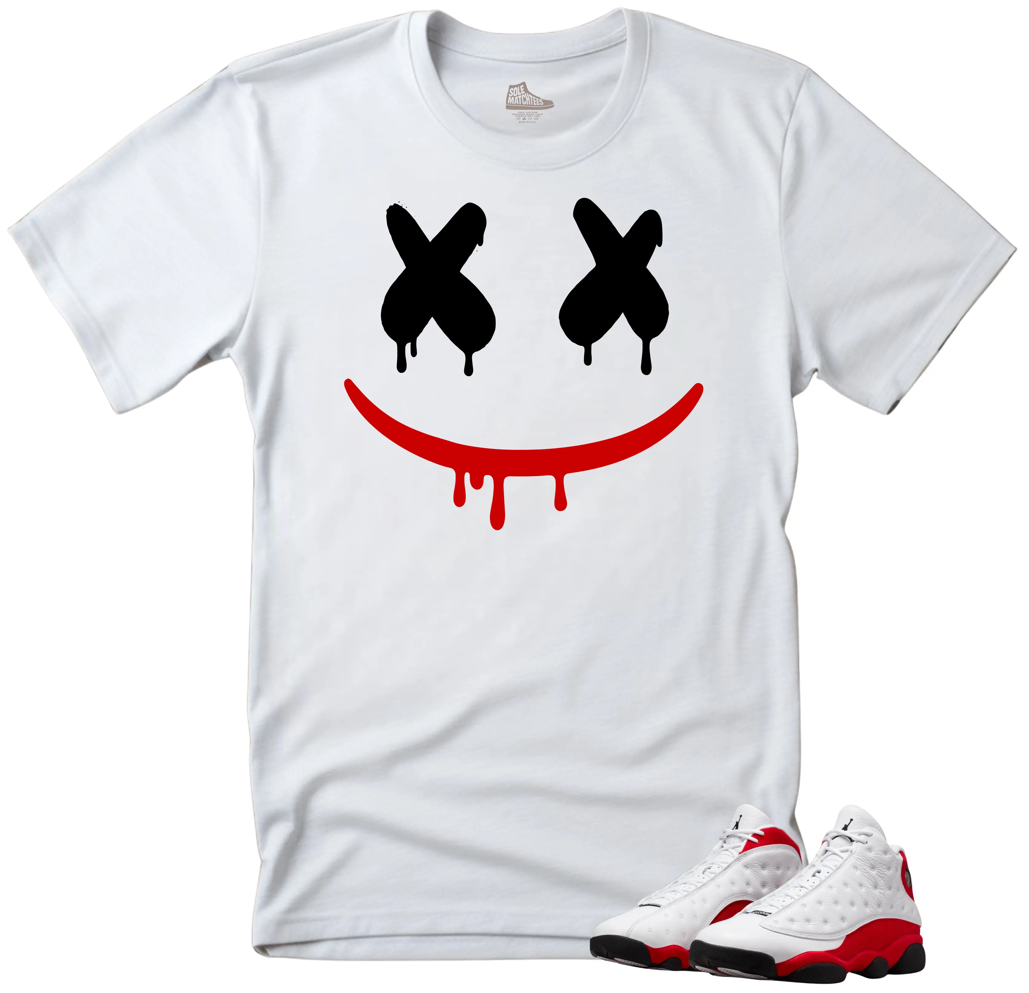 Shirt To Match Sneakers 13 Chicago-DRIPPING FACE Unisex White Maching T-Shirt