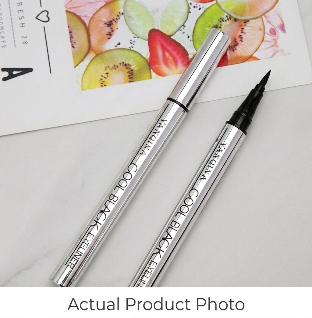 YAN QI NA Cool Black Liquid Eyeliner Pen Waterproof Ultra-Fine Tip Anti-Smudging Wing Lines Precise Application Friendly for Beginners