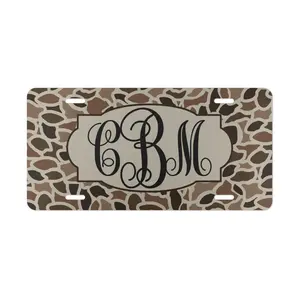 Custom Old School Camo with Monogram Vanity Plate, License Plate, Gifts for Her
