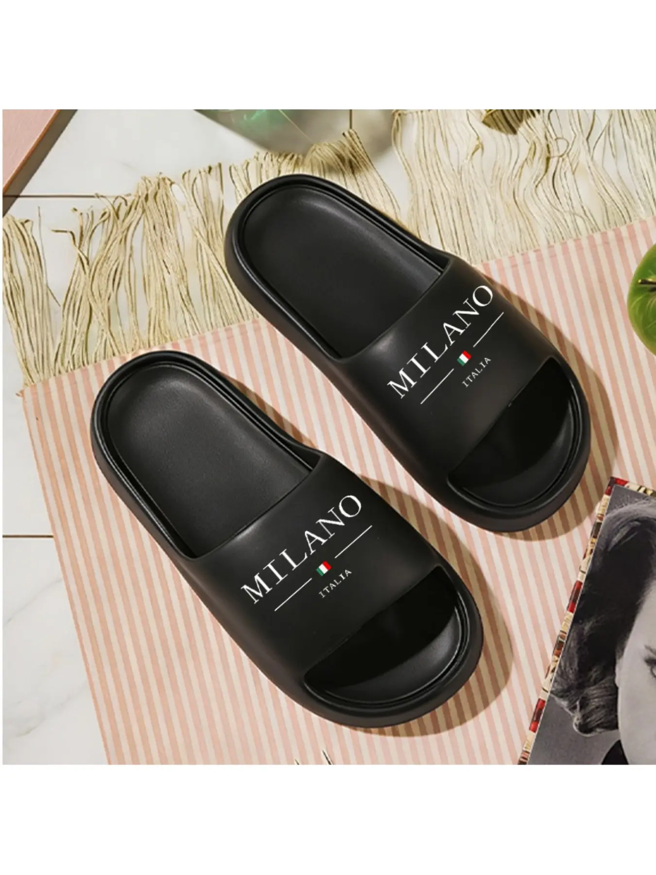 1pc MILANO ITALIA 1pc Slip- Retro Moccasin Sandals Suitable for Barefoot Walking - Lightweight Quick-Dry Slippers for &, Casual /Outdoor/Beach, Unisex Italian Style for Business Travel & for home Use Footwear