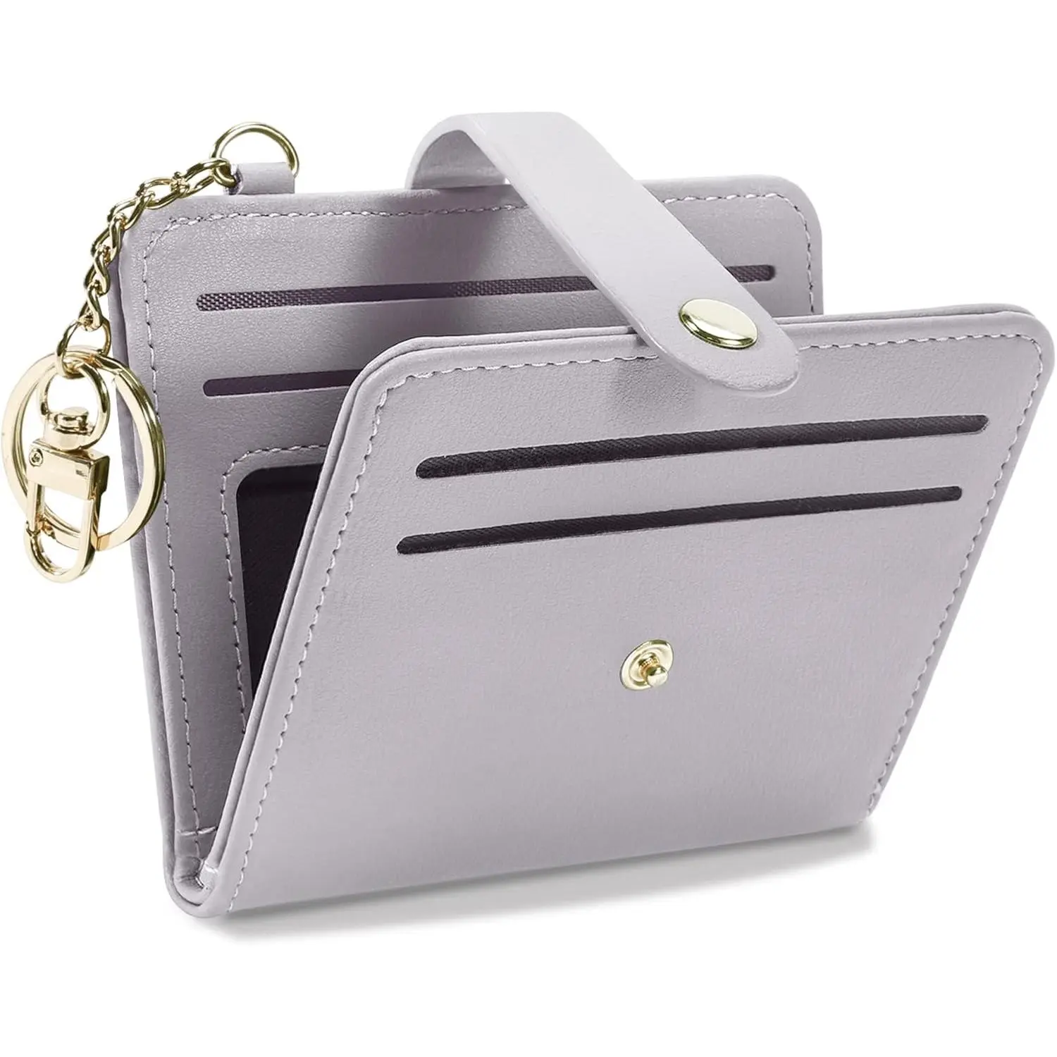 BYB29 Small Wallets Woman RFID Blocking Leather Credit Card Holder - with ID Window - Card Wallets for Women - with Zipper Coin Purse - Keychain Wallet
