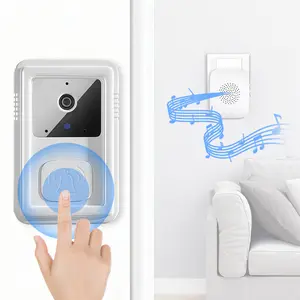 Smart Video Doorbell-Video Doorbell Wireless Home Security System Camera Two-Way Audio IR Night Vision Motion Detection 2.4G WiFi Rechargeable Battery