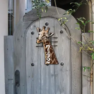 Designocracy MA982312-18 18 in. Wooden Giraffe Custom House Number Sign, Decorative Home Sign, Gift-Worthy Artwork for Home Decor