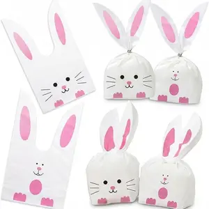 40pcs Cute Easter Gift Bags, Rabbit Shape Snack Bags, Candy Bag, Perfect for Easter Cookie Packaging, Basket Filler, Ideal for Easter Celebrations, Gift Pouch, Goodie Bag Stuffer