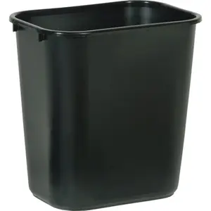 Commercial Products Small Wastebasket 13QT/3.25 GAL, Heavy-Duty Plastic, Ideal for Home/Office/Under Desk, Black Cleaning