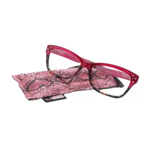 Miriam (Premium) Reading Glasses, High End Readers, Magnifying Glasses (Square) Women Rhinestone bling (Dark Pink) NY Fifth Avenue