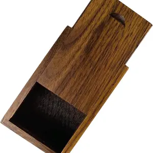 Small Wood Gift Box with Sliding Lid, Sliding Top Tiny Wooden Keepsake Box USB Box for Family/Friends/Photographer/Client(Walnut Wood,3.15x2x0.98inch)