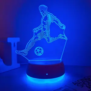 Perfect Gift for Sports Fans, 3D Illusion Night Light, USB Powered Touch Control, Dreamy Football Fan Experience, Unique Home Decor