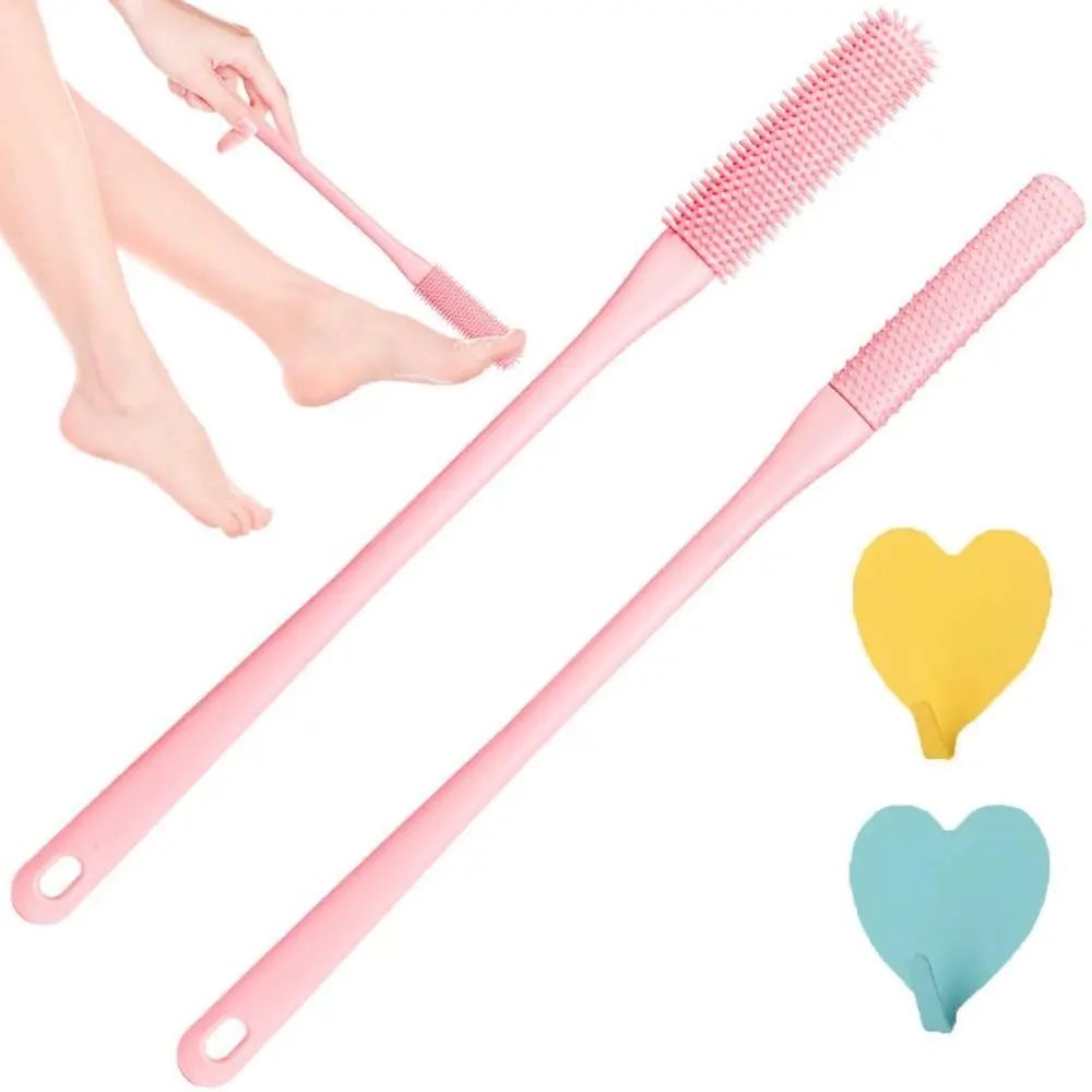 2Pcs/Set Toe Gap Cleaning Brush,Toe Gap Cleaning Brush Long Handle,Toe Scrubbers for Use in Shower,15.7" Foot Scrubber in Shower with Long Handle Silicone Foot Brush Lightweight Manicure