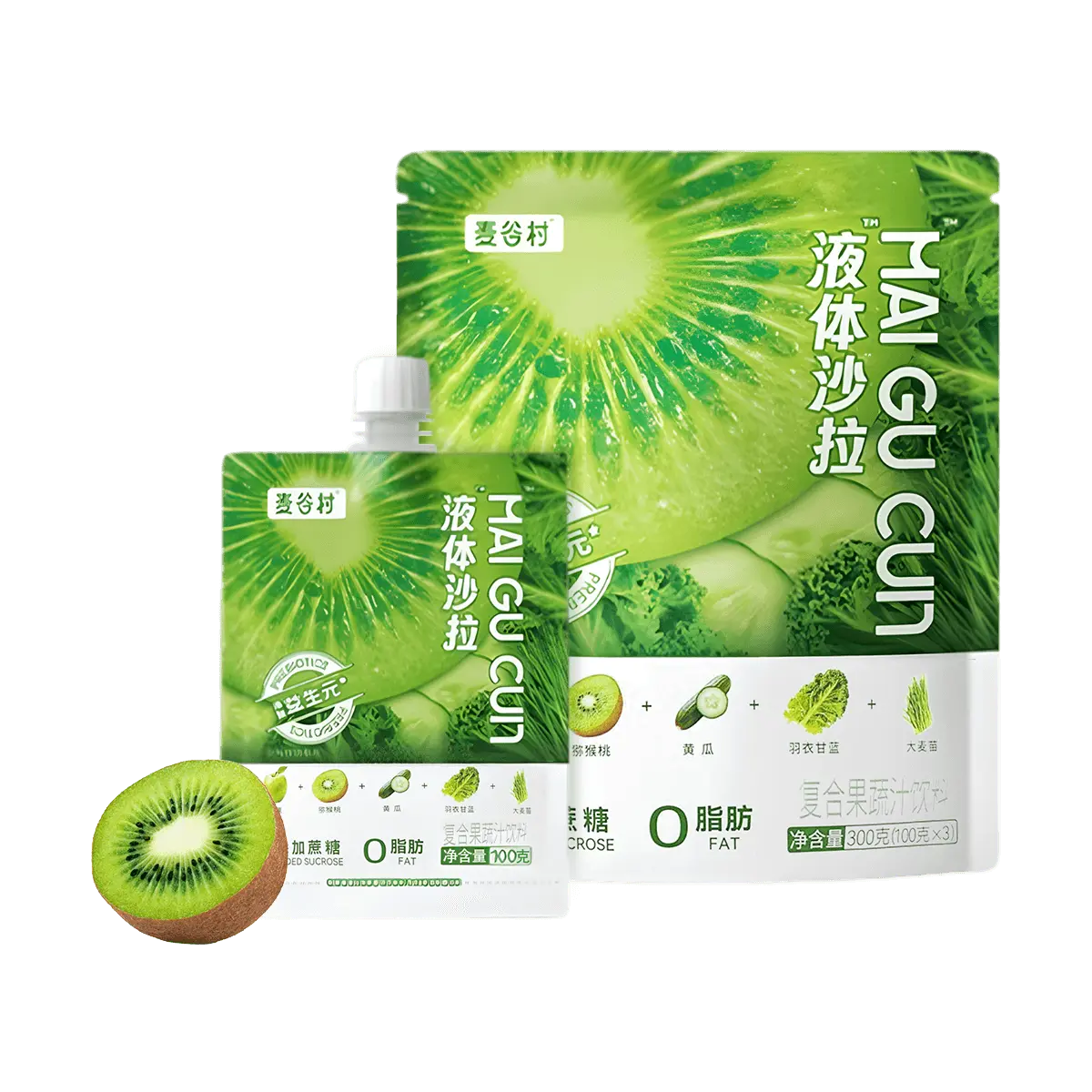 MAI GU CUN 0 Fat Liquid Salad - Kale Fiber Meal Replacement Juice with Probiotics | 100g x 3 | No Preservatives, No Sweeteners, No Colorants