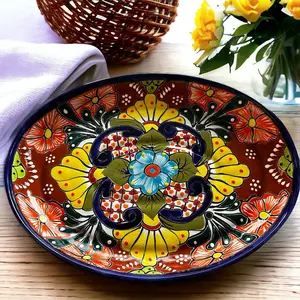Large Oval Talavera Serving Platter - Authentic Mexican Dinnerware from Guanajuato - Ideal for Meats and Entertaining - 15x11.5" - Tableware, Bowls