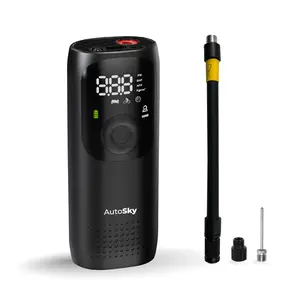 AutoSky Tire Inflator Portable Air Compressor - Air Pump for Car Tires with Tire Pressure Gauge - One Click Smart Pump Tire Inflator for Car, Motorcycle, Bicycle and More