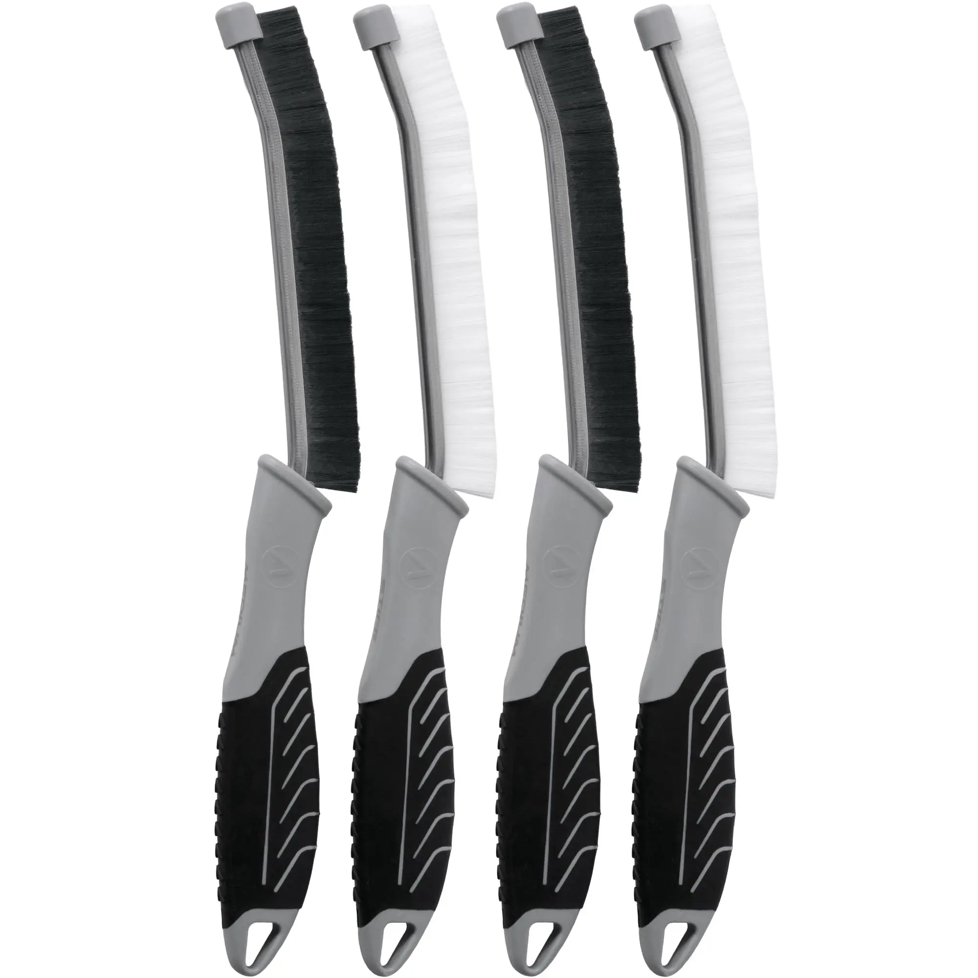 VIKING Car Detailing Brush Set for Car Cleaning Kit, Multi-Purpose Interior Car Cleaner Brush Set for Interior Detail, Includes Medium Bristles and Stiff Bristles, 4 Pack, Black/White