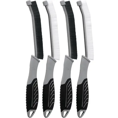 VIKING Car Detailing Brush Set for Car Cleaning Kit, Multi-Purpose Interior Car Cleaner Brush Set for Interior Detail, Includes Medium Bristles and Stiff Bristles, 4 Pack, Black/White