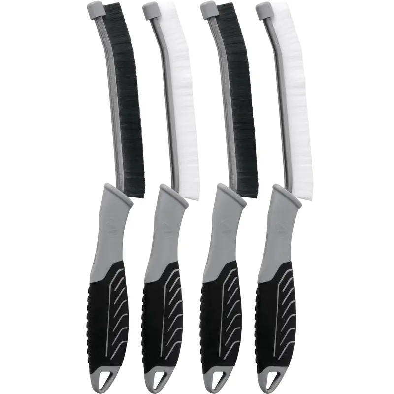 VIKING Car Detailing Brush Set for Car Cleaning Kit, Multi-Purpose Interior Car Cleaner Brush Set for Interior Detail, Includes Medium Bristles and Stiff Bristles, 4 Pack, Black/White