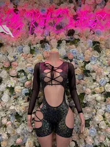 Bottlegirl Outfit Black Metallic Bodysuit