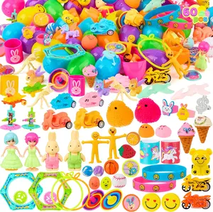 Mother Day Gift 60Pcs Easter Eggs with Toys Stickers Inside, Prefilled Easter Eggs Hunt with Assorted Toys for Kids Boys Girls, Basket Stuffers Filler, Party Favors, Classroom Exchange