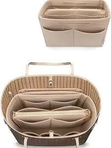 Felt Purse Bag Organizer Insert with zipper Bag Tote Shaper Fit Speedy Neverful PM MM