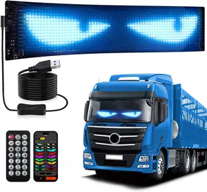 Devil Eyes Light for Windshield, 1/2 pcs 13.7in*4.02in Large Size LED Eye for Truck Windshields, Programmable LED Scrolling Sign, Flexible Digital Display Screen for Car Window, Remote&APP Control