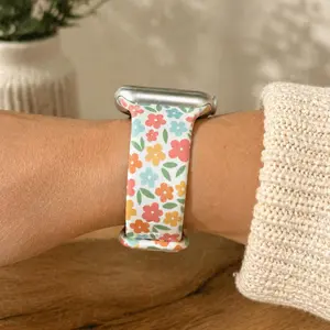 Pastel Floral Watch Band – Cute Silicone Strap  – Soft & Comfortable