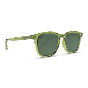 Blenders Eyewear Sydney Pine Polarized Sunglasses - Gloss Crystal Green Acetate Frame, Full Rim Design, Square Shape, Polarized Green Lenses, Timeless Styling for Everyday Wear
