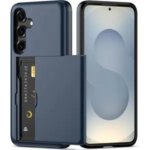 for Samsung Galaxy S26 Ultra S25 FE S25 Ultra S26 Plus S24 S23 S22 S21 Cellphone Case with Card Holder Dual Layer Heavy Duty Protective Case Hidden Card Slot Slim Wallet Cover for Samsung S26 (Blue) Lightweight Shockproof Cover Protection