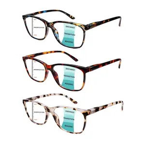 3-Pack Fashionable Progressive Multifocal Blue Light Blocking Reading Glasses Three-tiered visual experience Unisex design Spring hinges Fits all face shapes Ultra-lightweight frames Relieves eye strain Ideal for daily commuting and office use  Mix Color