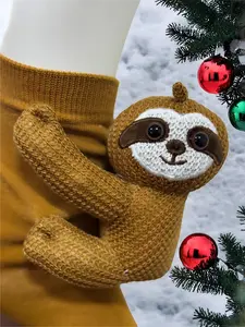 3D Knitted Hugging Sloth Animal Socks, Floor Doll Socks, Cute Funny Soft, Party and Gift Choice, Adorable and Fun Footwear