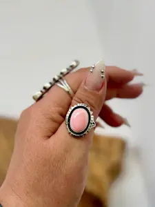 Pink Conch Ring - Sterling Silver - Native Handmade - Amos Begay (Artist) - Size 9