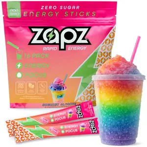 ZAPZ Energy Drink Powder Mix – Sherbet Slushie,  (16-Pack) | 200mg Caffeine | Zero Sugar Drink Mix | Focus Support | 5 Calories | Vegan, Gluten Free, Loaded with B-Vitamins | Sports Beverage