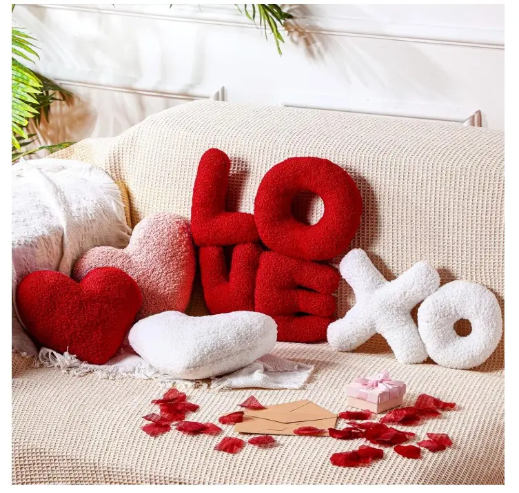 Valentine Day Pillow Heart Shaped Pillow Red and Pink Soft Throw Pillow Plush Heart Cushion for Girls Friends Gift Sofa Living Dining Room Decoration