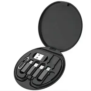 5 in 1 Portable Cable Storage Box, Mini Portable Ultra-thin Multifunctional Data Cable Storage Box, Type-C Fast Charging Data Cable, Travel Set, Electronic