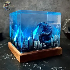 Handmade Square Monster Night Lamp - Creative LED Accent for Bedroom or Desk