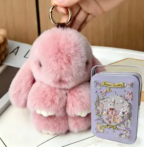 Handmade Cute Adorable Knitted Bunny Plush Keychain for Car, Bag, Phone, Fuzzy Keychain, Ideal Gift for Holidays & Birthdays tiktokshopspringglowup