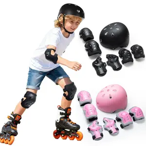 7pcs Adjustable Skateboard Helmet with Knee Elbow and Wrist Pads, Protective Gear for Kids Outdoor Sports, Perfect for Scooter & Bike, Skateboard Gears