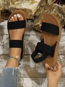 Women's Casual Flat Sandals, Open Toe Sandals, Leopard Colorblock Design, Breathable Comfort Fashion, Perfect for Daily, Beach Vacations, Summer Shoes, Leopard Print Sandals